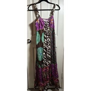 NWT Vasna Desire Dress Womens S Hot Pink Colorful Lined Cotton Maxi Sleeveless
